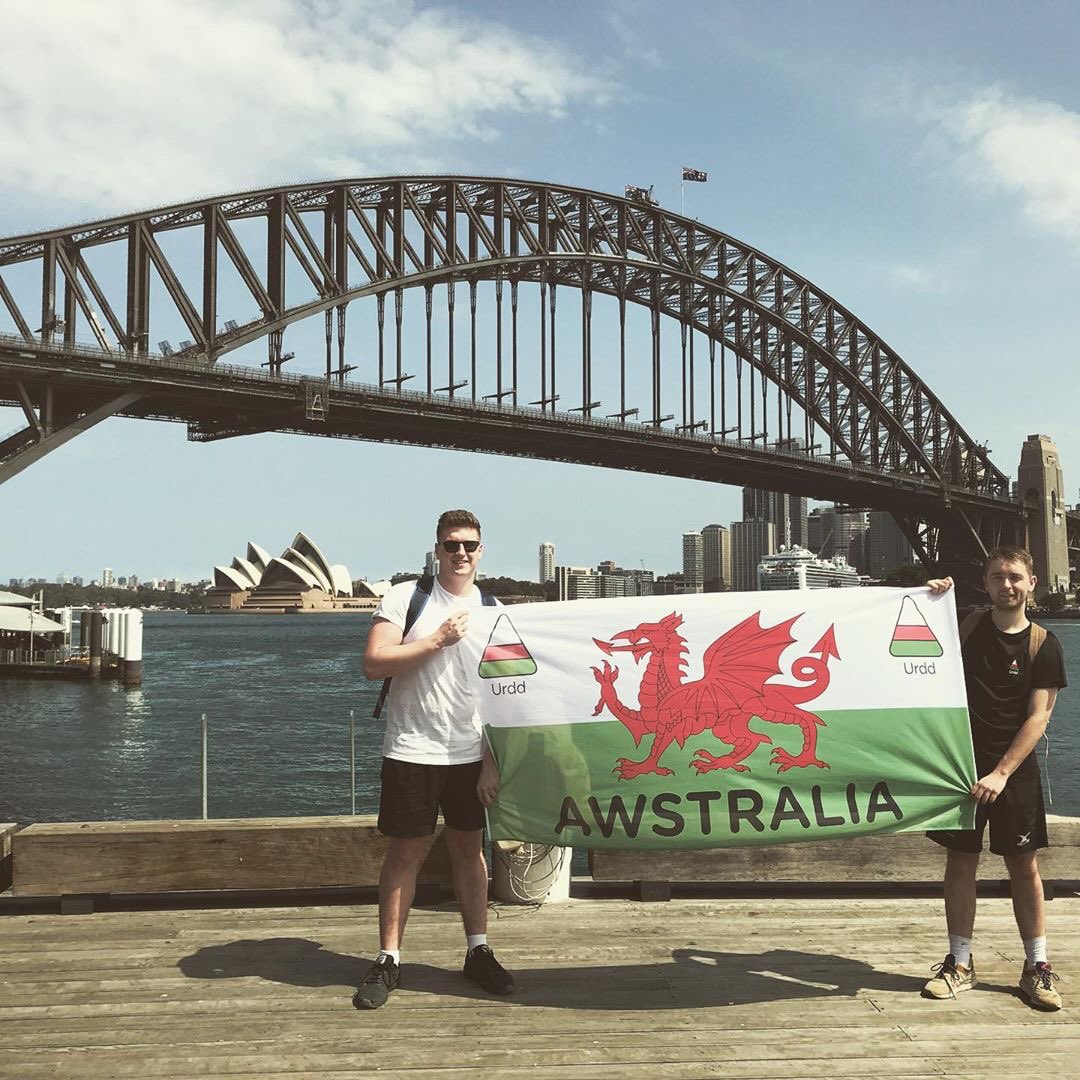 Jack and Lewys in front of the Sydney Harbor Bridge
